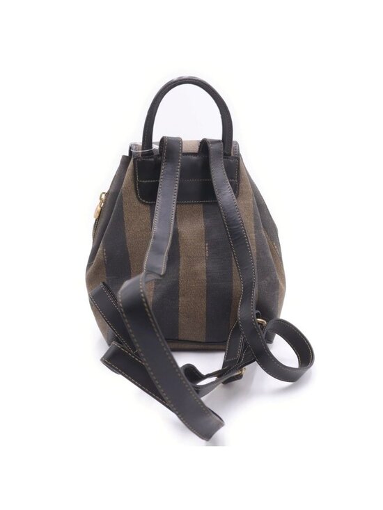 Fendi Pecan Mini Backpack Black Khaki Leather Gold main image 7
